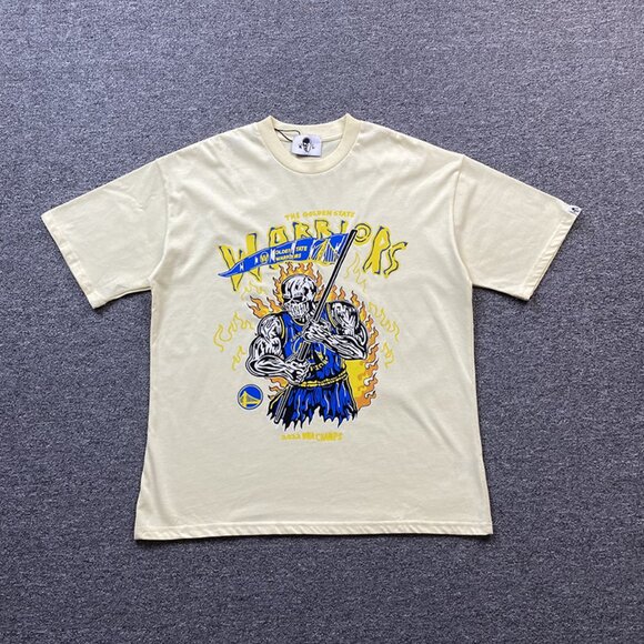 Warren Lotas Golden State Warriors Cool Skull Theme Yellow T Shirt